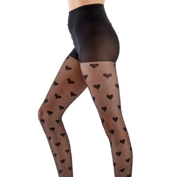 Pretty Polly Tulle Heart Tights One Size Black - NPAXN7 - Picture 1 of 1